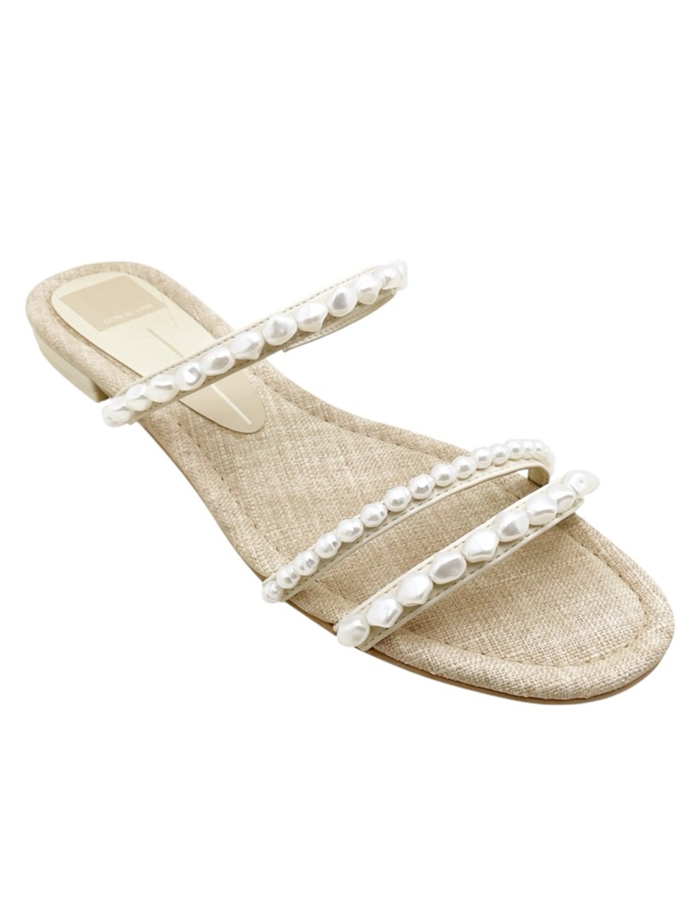 {Dolce Vita} Tinker Pearl Vanilla Strappy Slide Sandals - Picture 13 of 15